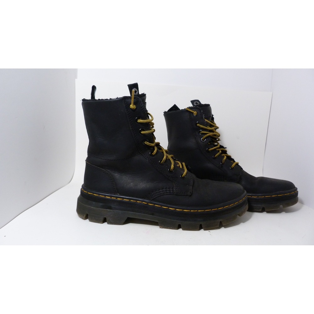 Dr. Martens Combs II Faux Fur Lined Boots Black Leather USM 7 USL 8